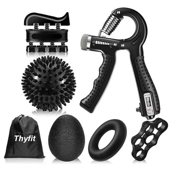 THYFIT Hand Grip Strengthener Kit (6 Pieces) Forearm Finger Exerciser 5-60kg Resistance Adjustable Hand Gripper Customizable