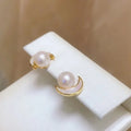 E750 6-7mm DIY Natural  Freshwater Pearl Charm Earrings Mounting Accessory 925 Sterling Silver Gold Plated  Jewelry for Women