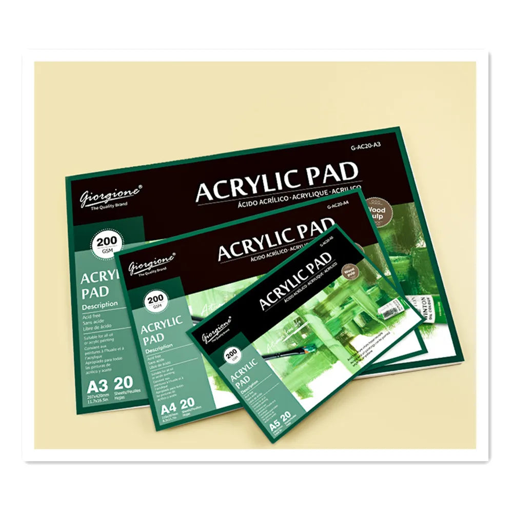 Acrylic Paint Paper 20 Sheets A3/A4/A5 Professional Acrylic Painting Paper Pad Wood Pulp Special Pigment Notepad Painting Book