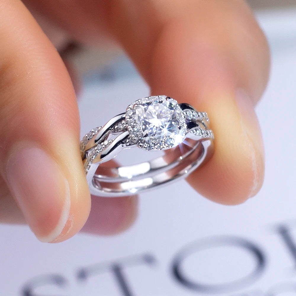 Fancy Diamond Jewelry Wedding Ring Diamond Cushion Rings Lab Grown 1ct Diamond Engagement Ring 18K
