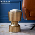 WISEMAX FURNITURE Fiberglass Furniture Luxury Golden Living Room Sofas End Table Cafe Apartment Small Round Side Tea Table