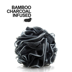 Natural Bamboo Bath Sponge Charcoal Infused Soft Bath Puff for Shower Exfoliating Body Scrubber Bath Ball 12cm QIANSE for Men