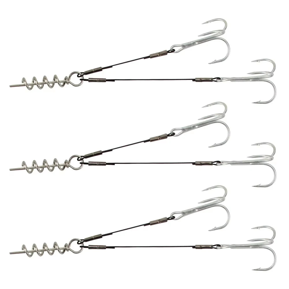 Spinpoler Corkscrew Stinger Fishing Lures & Bait Rigs Double Fishing Hook #2 #1 #1/0 #2/0 Sea Fishing Line Rig With Center Pin