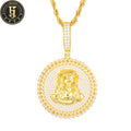 Hip Hop Jewelry 38mm Circle Cuban Side Iced Out 5A Zircon Diamond Gold Plated Brass Religious 3D Jesus Head Pendant
