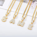 Hip Hop 26 Initial Letter Necklace Charm Gold Stainless Steel Chain CZ Zircon Letter Pendant Necklace Jewelry Women