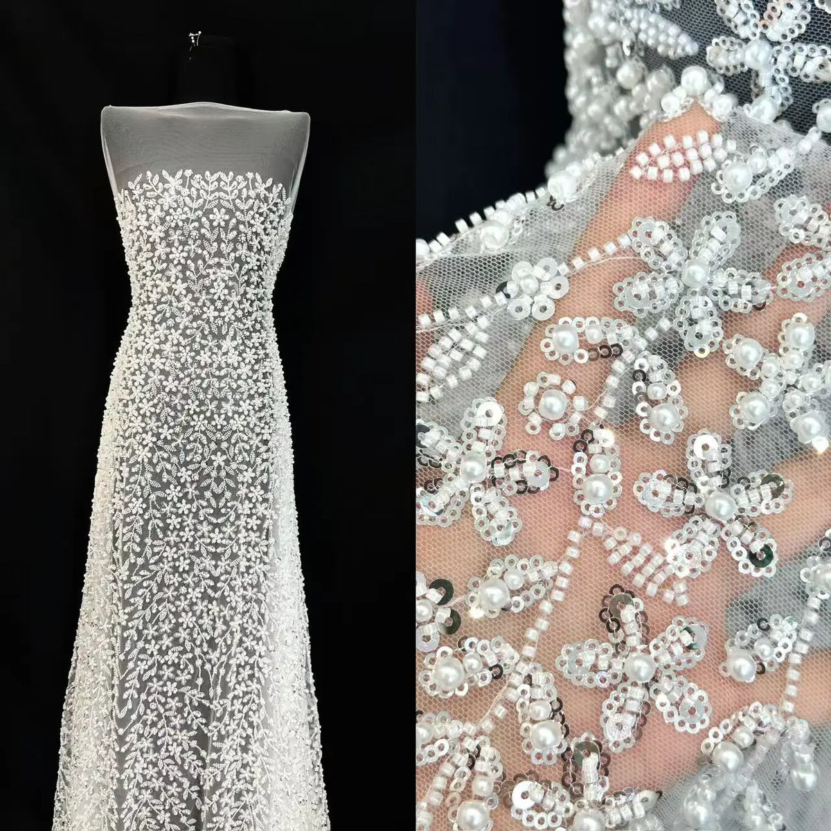 Hot Sale Fancy Saree Border With Cord Beaded Embroidery Lace Fashionable Embroidery Lace Border for Wedding Dress MegaBDM