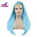 Celebrity Electric Blue Colorful Drag Queen Wig Natural Hair Line Heat Resistant Fiber Synthetic Lace Front Wig