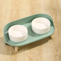 Eco-Friendly Ceramic Pet Bowls Customized Double Dog  Bowl Semi Enclosed Anti Spill Raised Pet Bowl Set