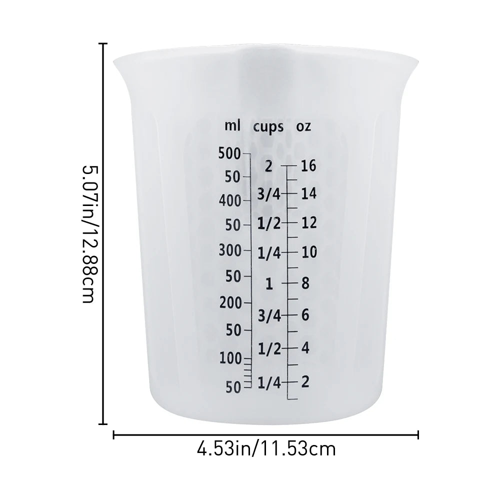 2Pcs 500ML Silicone Scale Pour Mixing Cups Eco-Friendly Liquid Measuring Jug with Useful Cooking Measure for DIY Use