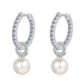 VVS Diamond Moissanite Freshwater Pearl Drop Earring Silver Earrings 925 Sterling Women Jewelry