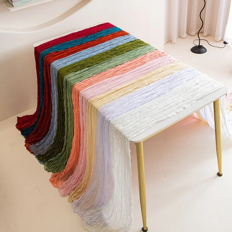 Wholesale Green Gauze Solid Cheese Cloth Table Runner for Wedding Table Decoration Party Cheesecloth Table Runners 90*300cm