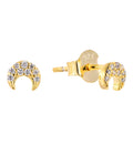Custom OEM Vintage 925 Sterling Silver Ins Cute Minimalist Moon 18K Gold Plated Zircon Stud Earrings Fine Jewelry for Women