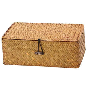 Factory Wholesale Large Woven Storage Box with Lid Woven Baskets for Wardrobe Tool Bedding Clothing Storage for Living Room Use