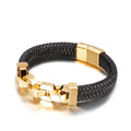 KALEN Personality Black Leather Rope Braided Cpwhide Bracelet