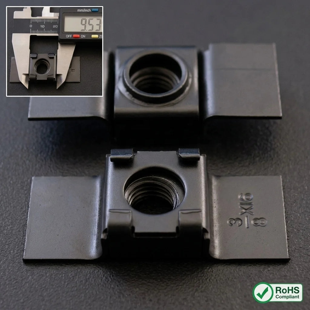 JSCREW Black Oxide Carbon Steel Cage Nut M3-M12 Square Weld Cage Nuts ISO9001/IATF16949 Certified