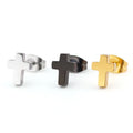 Wholesale Black Color 18K Gold Waterproof Stainless Steel Anti Allergy  Cross Stud Earrings Piercing Religious Jewelry