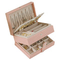 New Trend Rectangle Leather Jewelry Earring Necklace Bangles Storage Box with 5-Tier Display and 3 Buttons