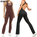 PASUXI 2026 Custom One Piece Girls Jumpsuits Gym Bodysuits Workout Rompers Women Backless Yoga Fitness Jumpsuit