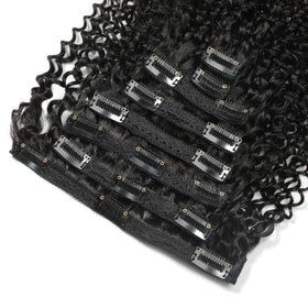 10 Inch to 22 Inch Longer Clip Ins Natural Hair Extension 100% Human Soft Loose Deep Wave Natural Hair Color