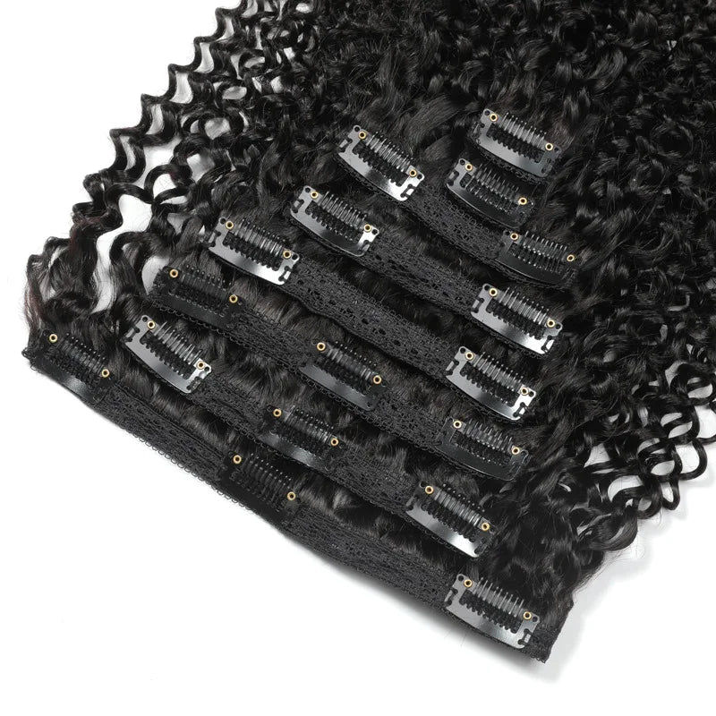 10 Inch to 22 Inch Longer Clip Ins Natural Hair Extension 100% Human Soft Loose Deep Wave Natural Hair Color MegaBDM