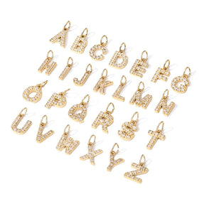 Full Diamond Stainless Steel Jewelry Letter Single Pendant DIY Zircon Necklace Bracelet Accessories