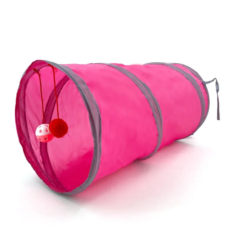 Foldable Cat Tunnel Ring Paper Pet Interactive Toys Funny Two Holes Cat Play Tubes Balls Collapsible Crinkle Kitten Cat Tents