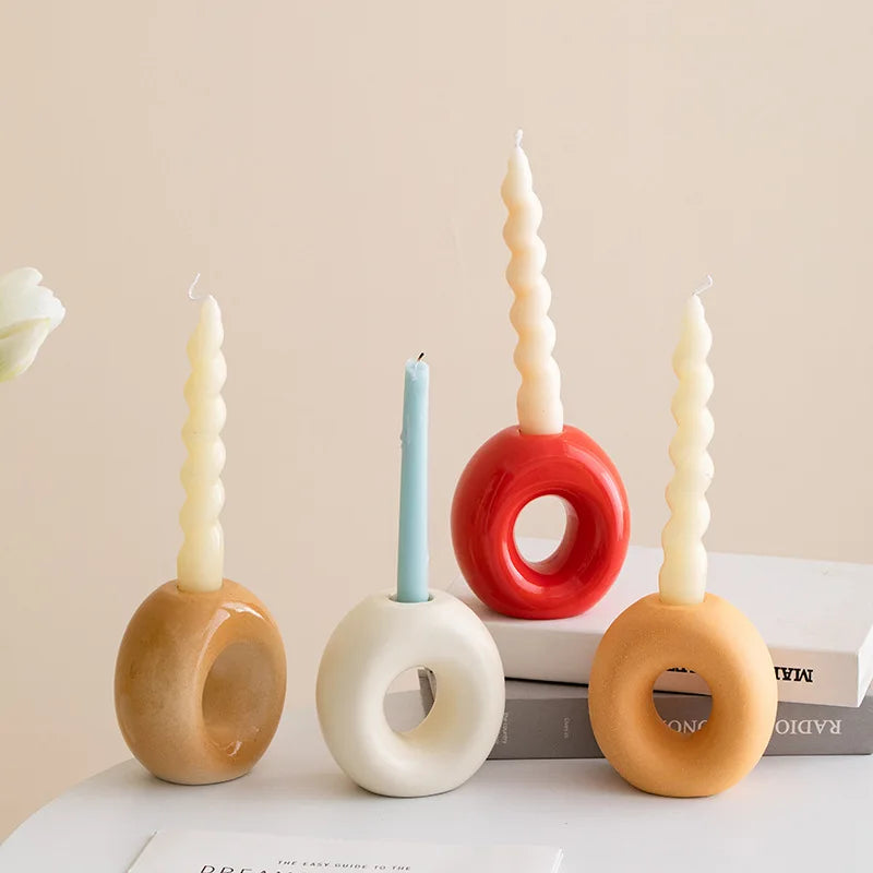 Creative Metal and Ceramic Candleholder for Home Decor Dining or Niche Seating Romantic Aromatherapy for Christmas