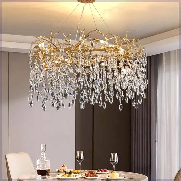 Leaf Shape Creative Lamp Luxury Living Room Decorative Table Lamp Crystal Led Chandelier Lighting Pendant Light