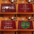 Christmas Party Winter Holiday Rustic Washable Table Mat  Christmas Saying Buffalo Check Plaid Placemat for Dining Table
