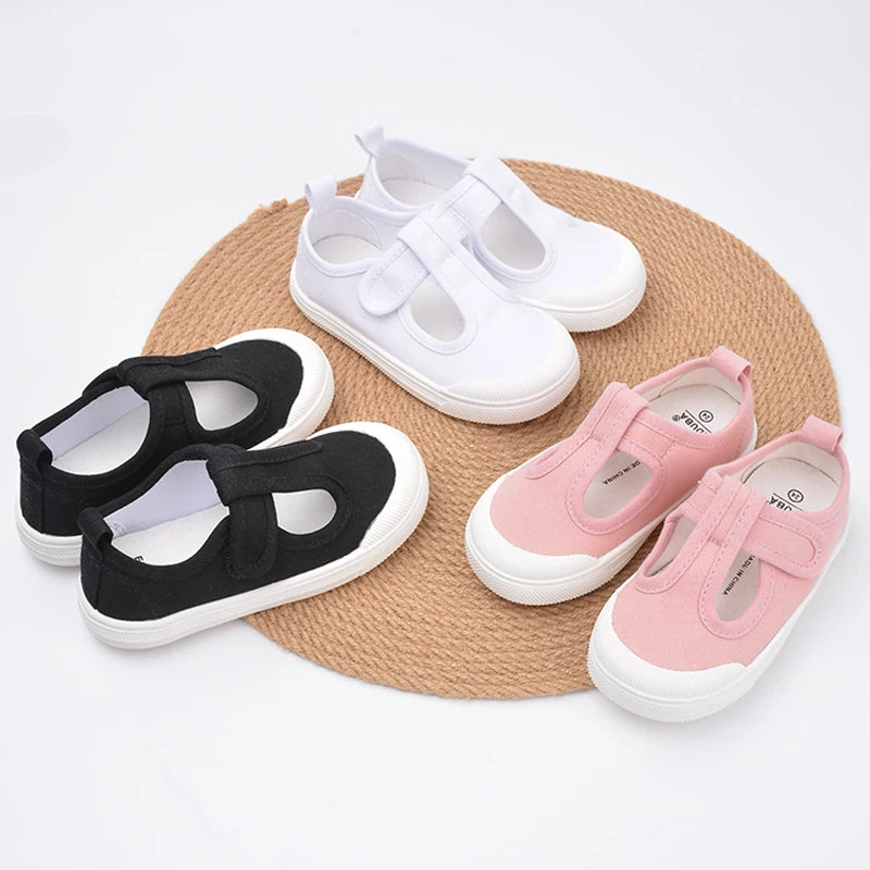 Hot Selling Wholesale  Girls Casual Walking Lovely Daily Shoes Kids Outdoor Sports Canvas White Blank Sneakers