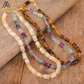 Bohemian Style Crystal Choker Necklace with Stone Cylinder Bead Minimalist Healing Chakra Energy Gift