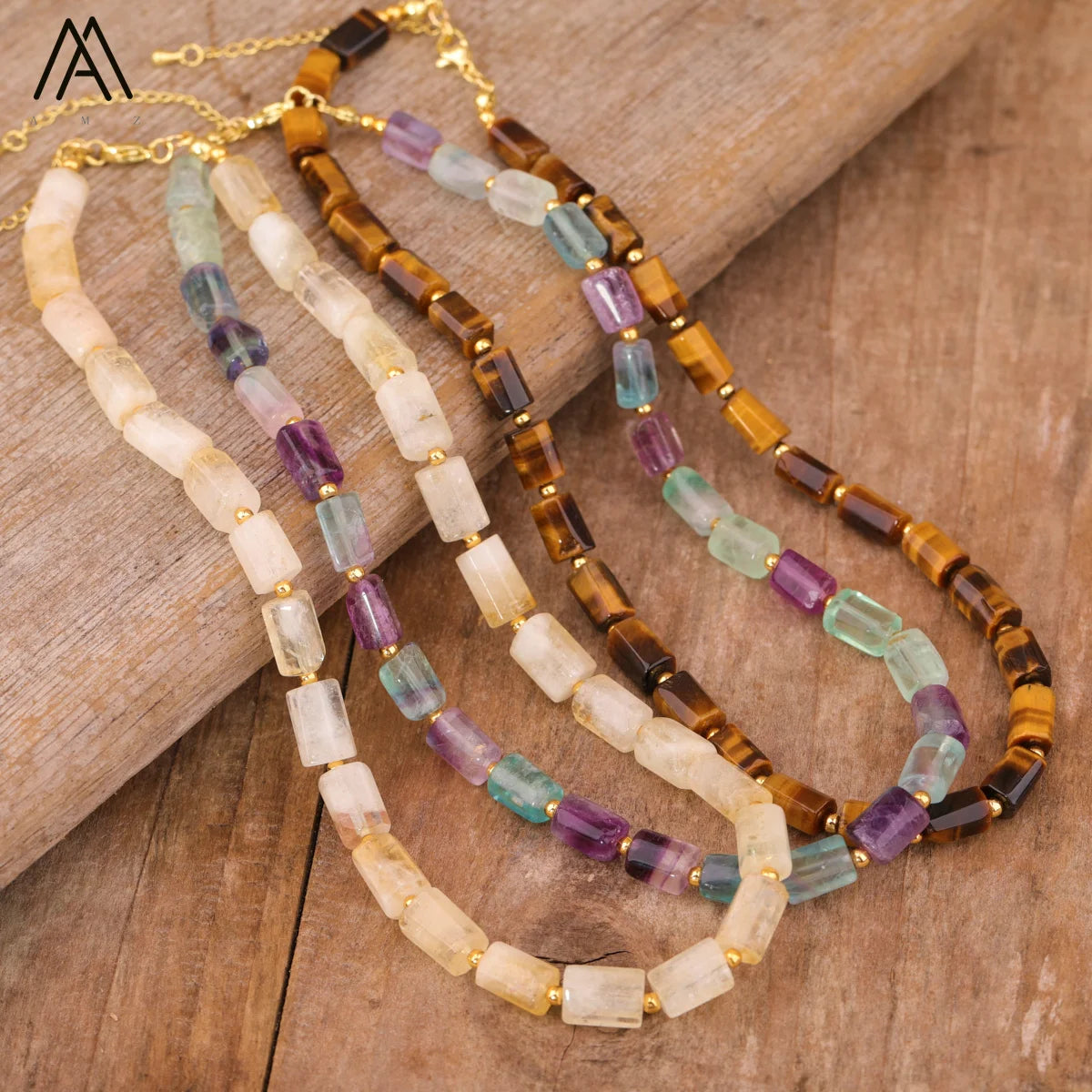 Bohemian Style Crystal Choker Necklace with Stone Cylinder Bead Minimalist Healing Chakra Energy Gift