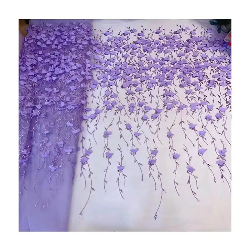 New Fashion Splash Gold Flower 3D Full Lace Colorful Embroidered Sequin Lace Fabric