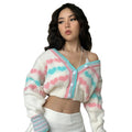 Uniform Size Sweaters Knitted Heart Pattern V Neck Cropped Cardigan Women'S Knit Shirt