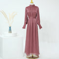 2024 Ramadan Islamic Clothing Modest Women's Dresses Shiny Polyester Casual Wear Abaya Women Muslim Dress With Lining