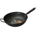 Low Price Made in China Wok 34cm Non Rusting Traditional Asian Iron Wok Pan Stir Fry Pan Wok With Wooden Handle