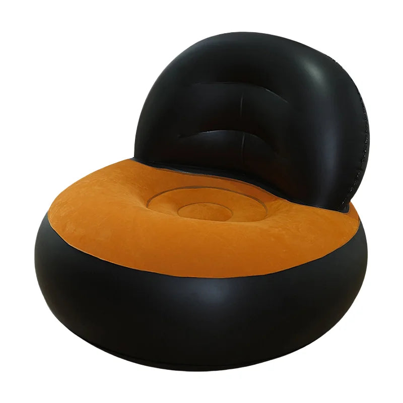 Camping Inflatable Furniture Floding Bedroom Chair Lounge Back Single Seat Portable Air Couch Chair Flocking Inflatable Sofa