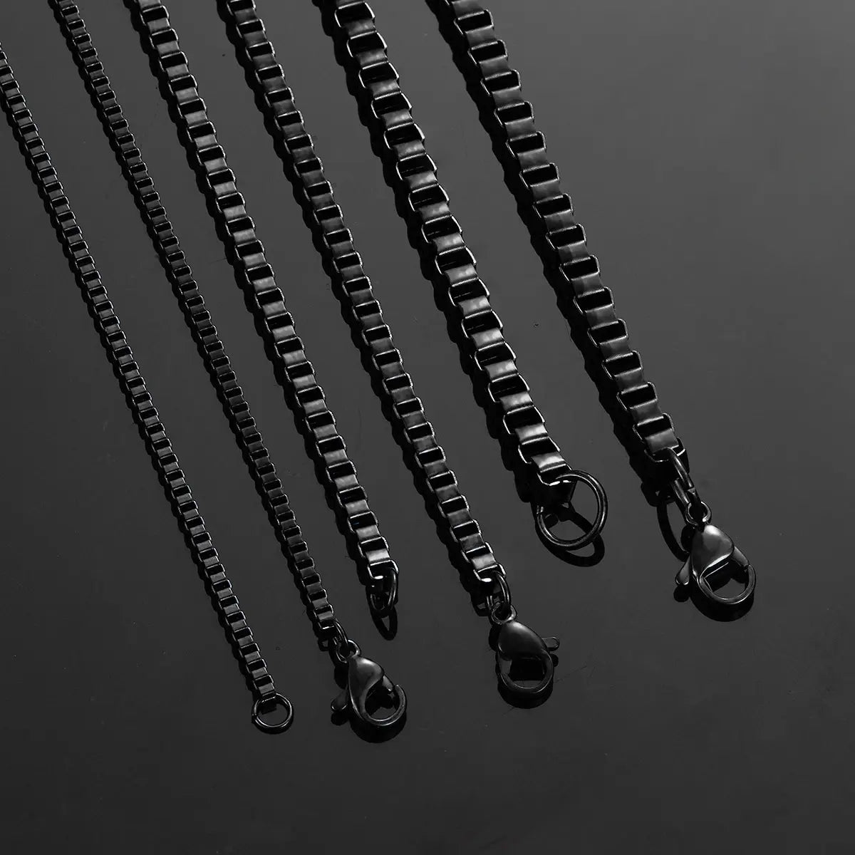 Cheap Price Chain Bulk Sale Custom Chain Necklace Black Color Stainless Steel Square Box Chain Necklace for Men