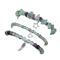 gemstone Three-Layer 8mm Natural Gemstone for Bracelet Set for Women Featuring Crystal Rhinestone & Winged Star Religious Style Natural