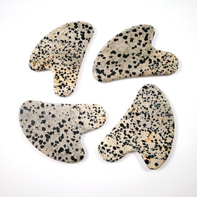 Huiying Highest Quality Item Anti Aging Natural Facial Gua Sha Heart Dalmatian Jasper Massage Tool