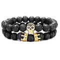 Men Jewelry 8mm Colorful Druzy Druzy Amethyst Rosary Skull Natural lava Rock Stone Rock Beads Bracelet Diffuser Set