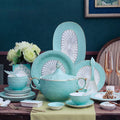Nordic Blue Golden Edge Dishes Ceramic Plates Porcelain Dinnerware Sets Luxury Dinner Set Tableware Dinnerware