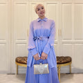 Top Islamic Clothing Supplier Loriya 2pc Muslim Girls Abaya Set Modern Daily Wear Women Satin Blouse and Skirt Set