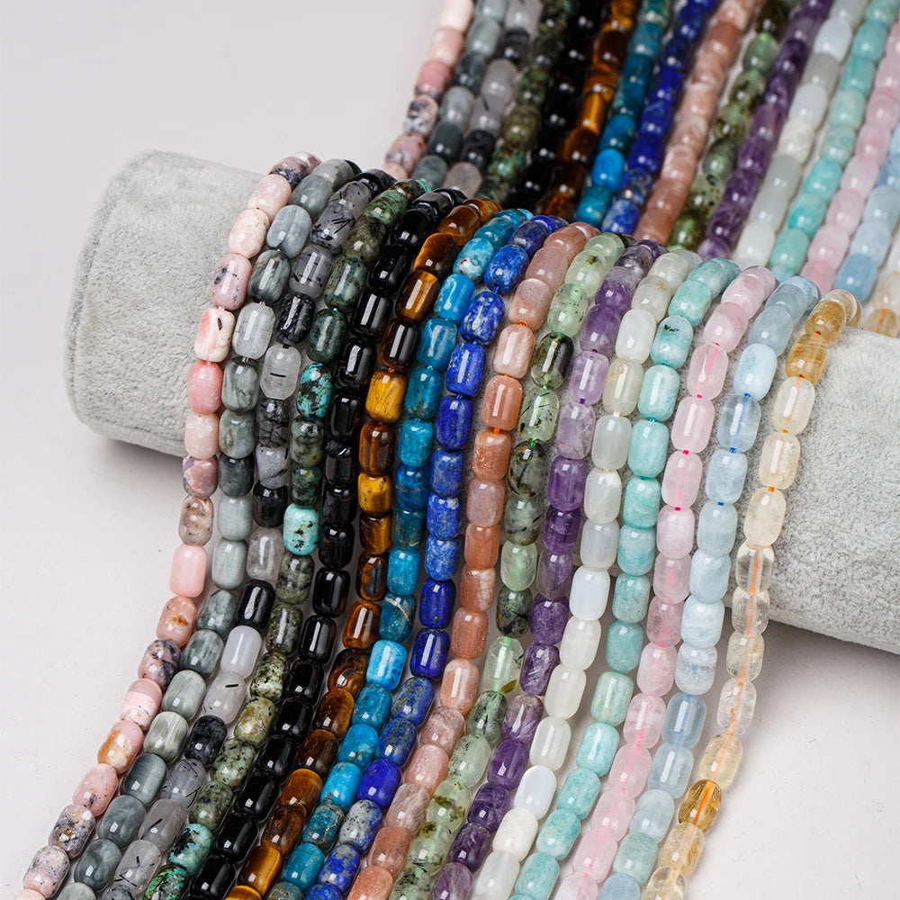 Natural Crystal Cylindrical Tube Stone Beads 6*10mm Round Tube Gemstone Beaded DIY Jewelry Accessories Bracelet