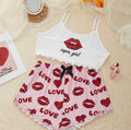 SFY-Y874 Wholesale Women's Printed Pajamas Set Halter Top + Lace Shorts Comfortable Home Wear Set Girls Casual Pajamas