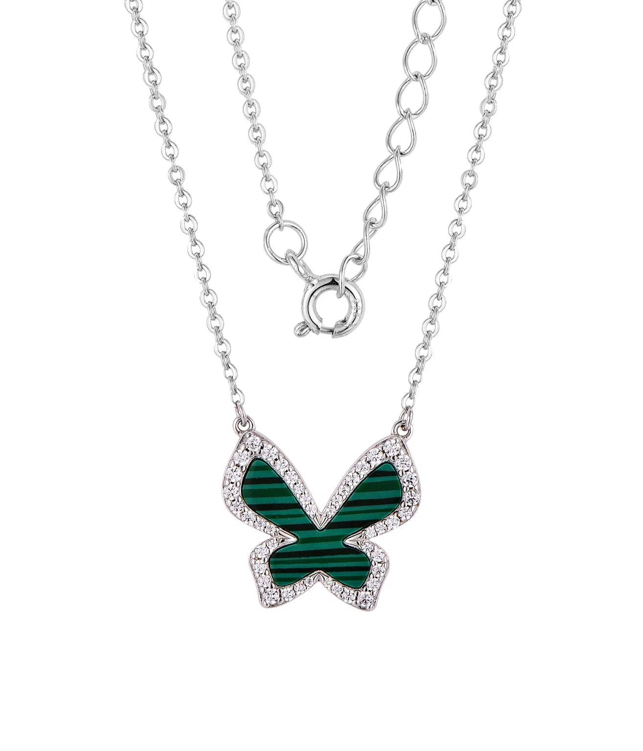QX Luxury Custom Oem Cubic Zirconia Women Quality 925 Sterling Silver Cute butterfly Pendant Necklaces