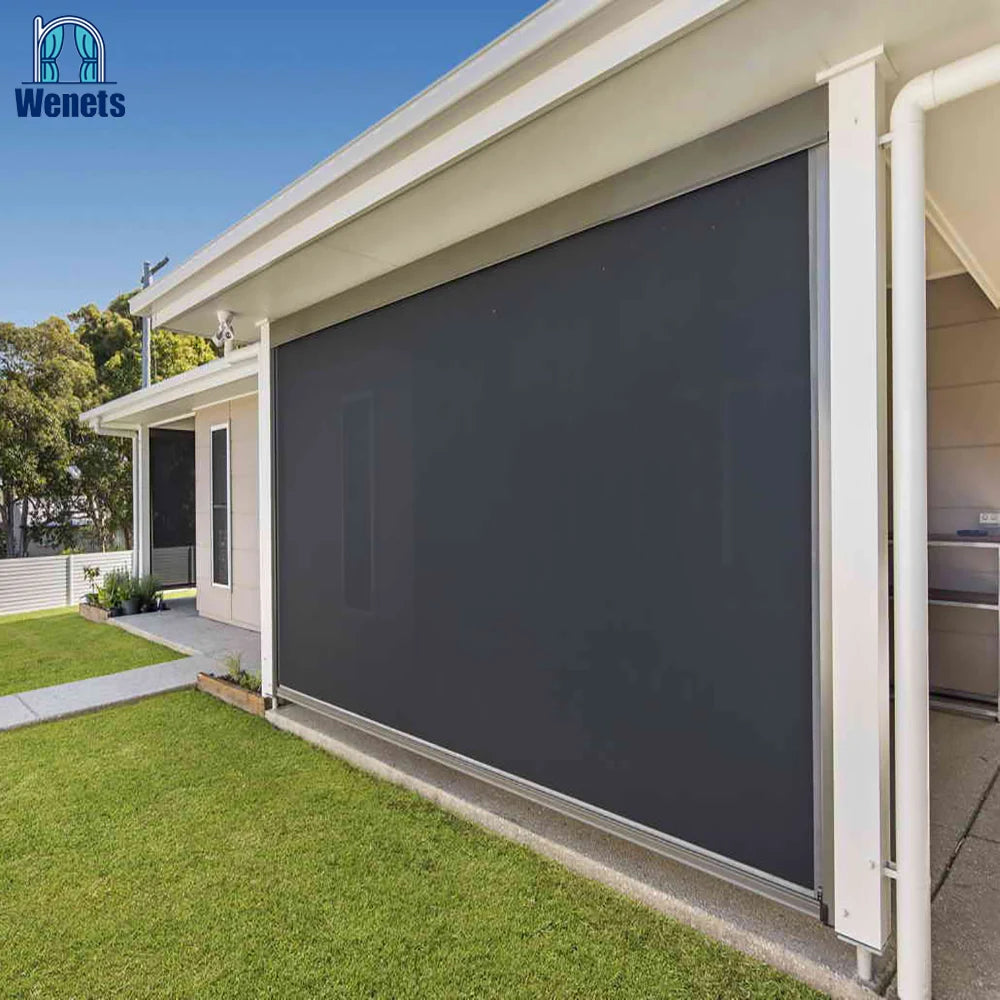 Electric Zip Screen Motorized Outdoor Roller Blinds Manual Patio Blind Rainproof Balcony Blinds