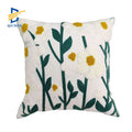 2024 New Arrival Customized 18x18 Floral Flower Mustard Yellow Spring Summer Pillows Cotton Embroidery Orange Design Cushions