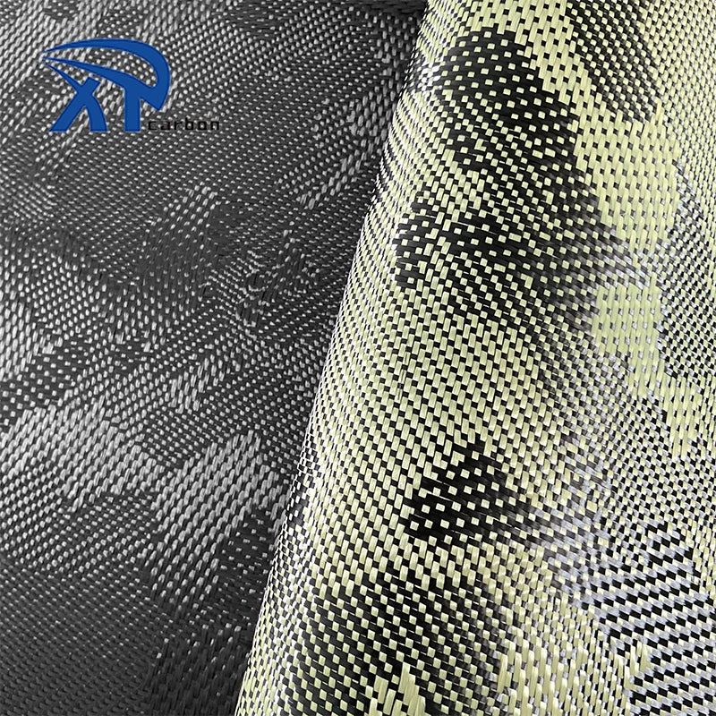 High Temperature Resistance Jacquard Camouflage Aramid Carbon Hybrid Weave Fabric Fiber Cloth Roll