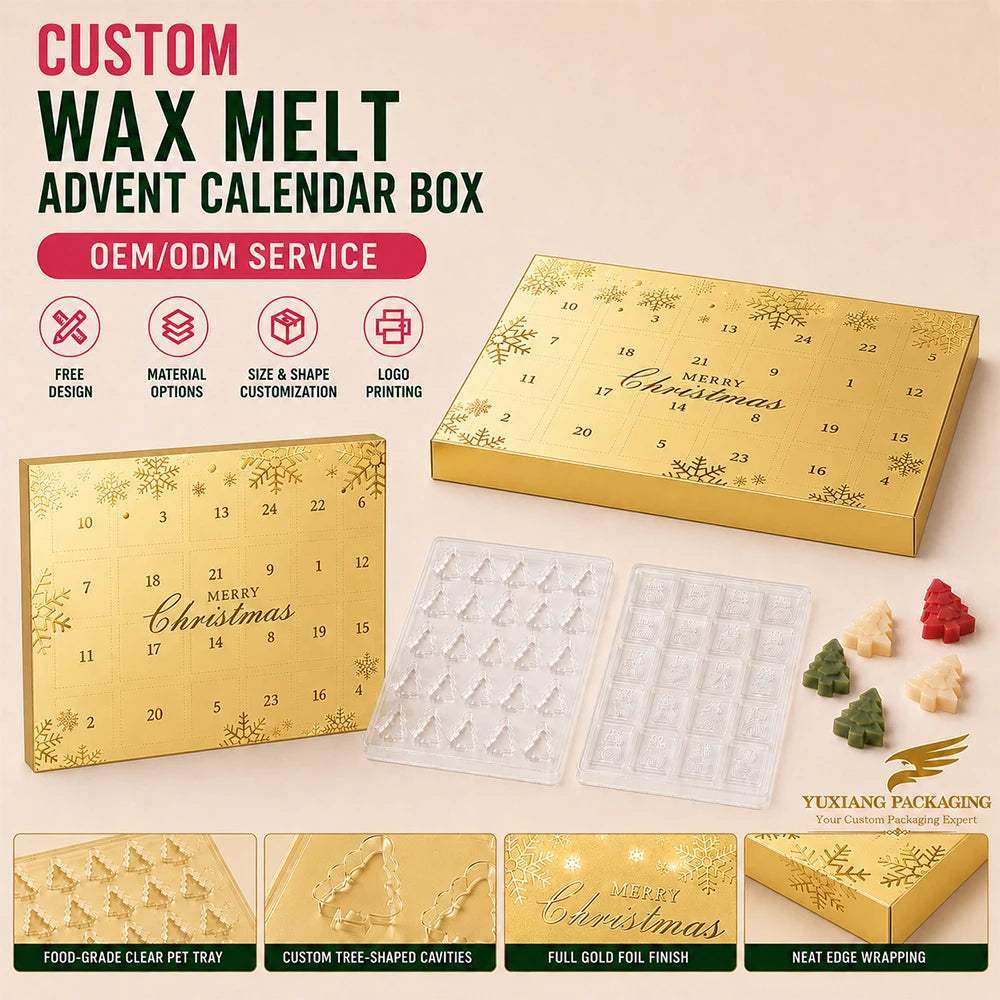 Stock Luxury Silver Foil Empty Advent Calendar Box Christmas Countdown Packaging for Wax Melts and Bath Bombs 2026